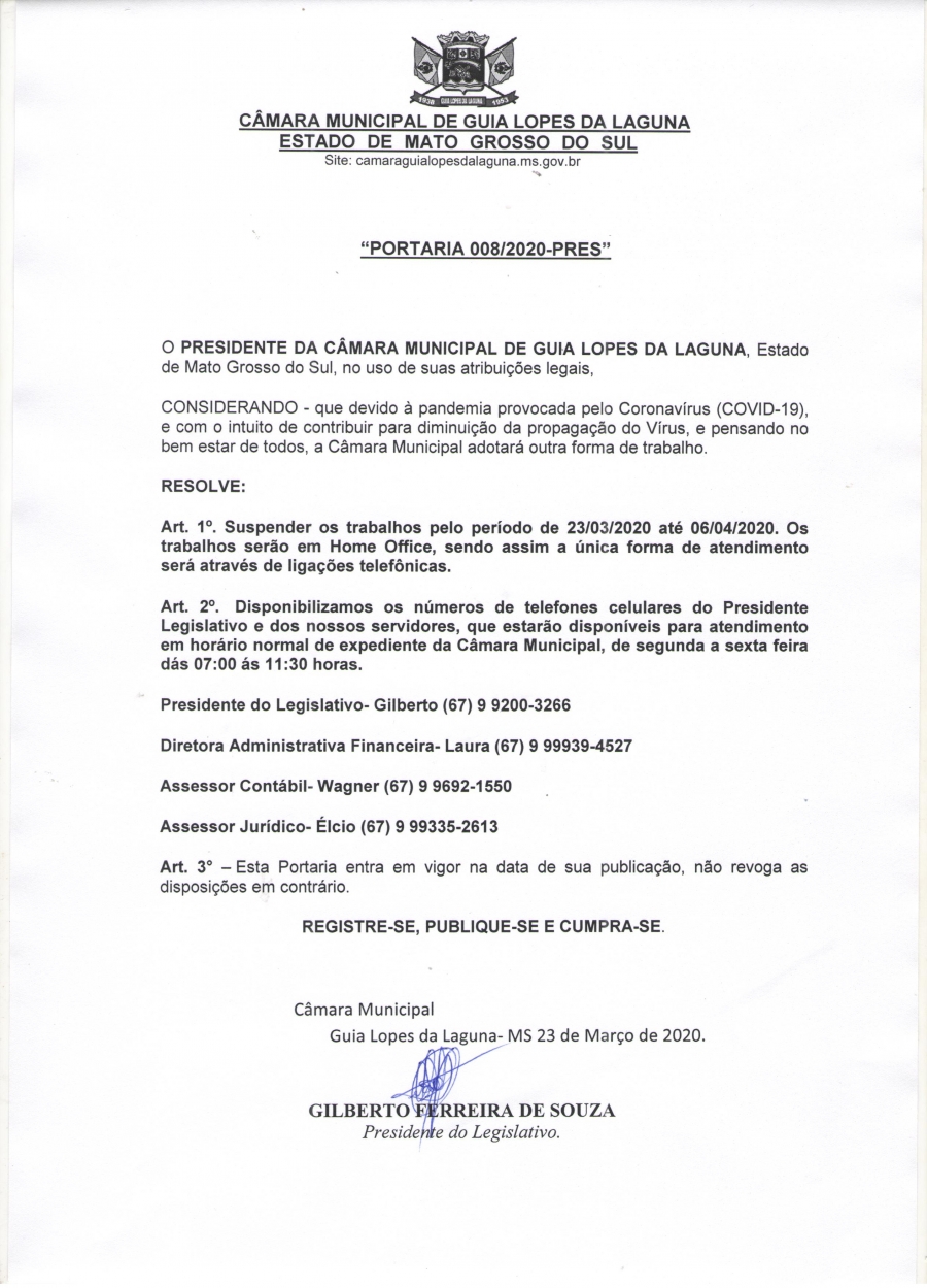 Leia mais sobre o artigo Presidente adota novas regras para o trabalho na Câmara Municipal.